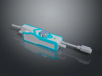 Industrial Control Device With Blue White Casing Knob And Green Indicator Light 3d model