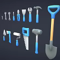Essential Hardware Tools Collection Including Wrench Pliers Hammer Shovel And Axe 3d model