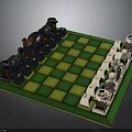 Electronic Mechanical Chess Set With Green Checkerboard And Detailed Pieces