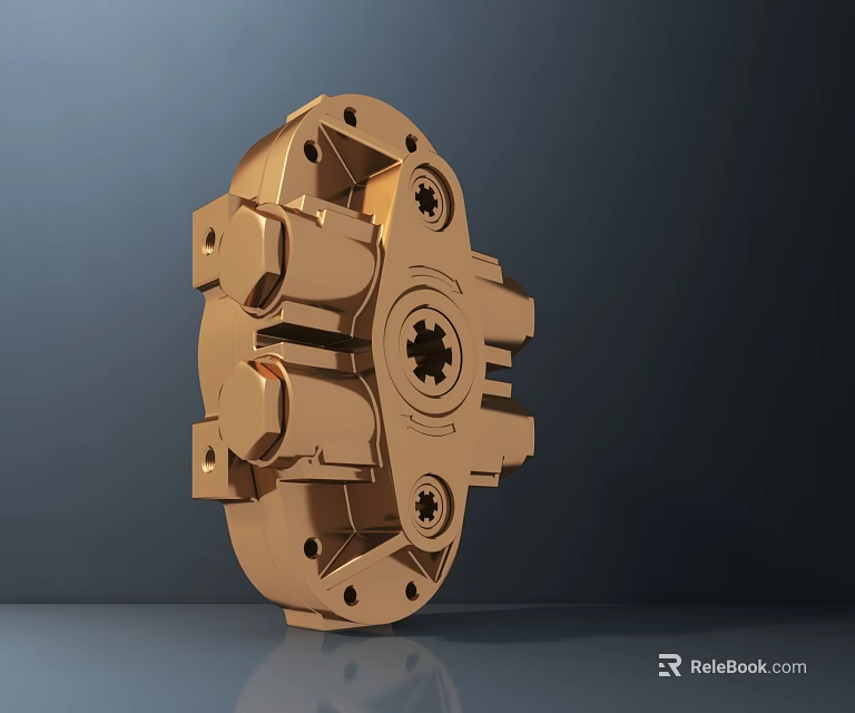 Golden Hardware Tool Mechanical Component With Gear Like Center And Metal Connection Holes 3d model 