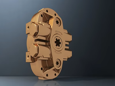Golden Hardware Tool Mechanical Component With Gear Like Center And Metal Connection Holes 3d model