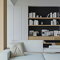 Modern Study Room Interior With Built in Bookshelves And Comfortable Sofa Area 3d model