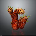 Red Worm Like Creature With Yellow Spots And Green Spikes 3D Render 3d model