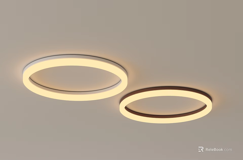 Modern Double Round Illuminated LED Ceiling Lights For Home Interior Design 3d model