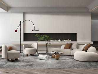 Modern Sofa Coffee Table Combination Multiplayer Sofa Fireplace 3d model