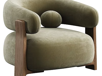 Elegant Modern Sofa And Coffee Table Set With Olive Green Velvet And Wooden Legs 3d model