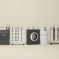 Stylish Display Racks With Various Designs Black White And Brand Logos For Product