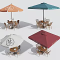 Outdoor Canopies In Various Colors For Cafe Outdoor Seating With Tables And Chairs