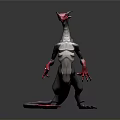 Gray And Black Dragon With Long Neck Red Claws And Red Eyes