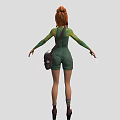 Animated Creature Character With Orange Hair Green Overalls Brown Boots And Bag