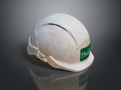 White THOR Safety Helmet With Green Label For Construction Workplace Safety 3d model