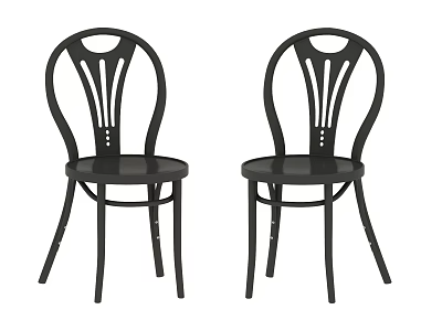 Two Black Leisure Chairs With Modern Curved Backrest And Sturdy Leg Design 3d model