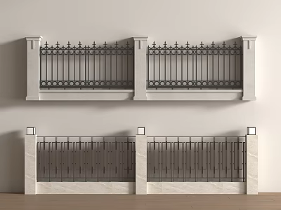 Modern New Chinese Fence Iron Fence Community Fence School Fence 3d model