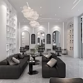 Modern Beauty Hair Salon Interior With Sofas Chairs Mirrors And Display Shelves