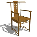 Traditional Wooden Armchair With Carved Backrest And Elegant Leg Design