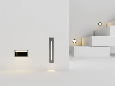 Sleek Modern Indoor Wall Lamp Illuminating White Wall And Stairs With Soft Light 3d model