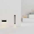 Sleek Modern Indoor Wall Lamp Illuminating White Wall And Stairs With Soft Light