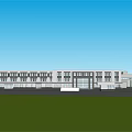 Large Industrial Factory Building With Green Trees Lawns Roads And Parking Areas