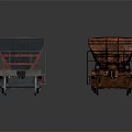 Two Freight Train Cars In Different Conditions Blue Covered And Red Rusted Design