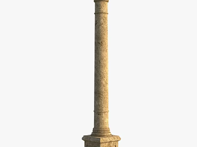 Ancient Classical Stone Column With Textured Surface And Pedestal Base Design 3d model