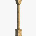 Ancient Classical Stone Column With Textured Surface And Pedestal Base Design 3d model