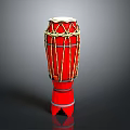 Stylish Red Drum Home Decor With Yellow Woven Ropes And Red Support Base