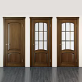 Classic Wooden Hinged Doors With Glass Panels And Solid Wood Design 3d model