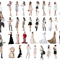 Multiple Women Models Showcasing Various Stylish Outfits and Dresses 3d model