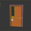 Stylish Orange Interior Door With Glass Panel And Modern Design Features 3d model