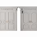 White Classical Double Doors With Ornate Carvings And Decorative Columns 3d model