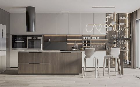 Modern Kitchen Home Open Kitchen 3d model