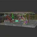 Futuristic Sci Fi Scene Featuring Metallic Scaffolding And Cybernetic Construction Platform