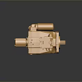 Golden Metallic Mechanical Component Precision Engineered With Gear Housing And Connections 3d model