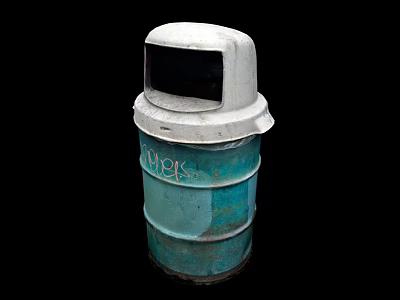 Industrial Green Barrel Shaped Equipment With White Protective Face Shield On Top 3d model