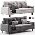 Modern Grey Two Seater Sofa With Plush Cushions And Soft Throw Blanket 3d model