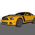 Yellow Mustang Two Door Sports Car With Black Stripes And Sporty Exterior Design