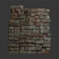 Irregular Stacked Brick Structure With Multicolored Bricks And Textured Surface Design
