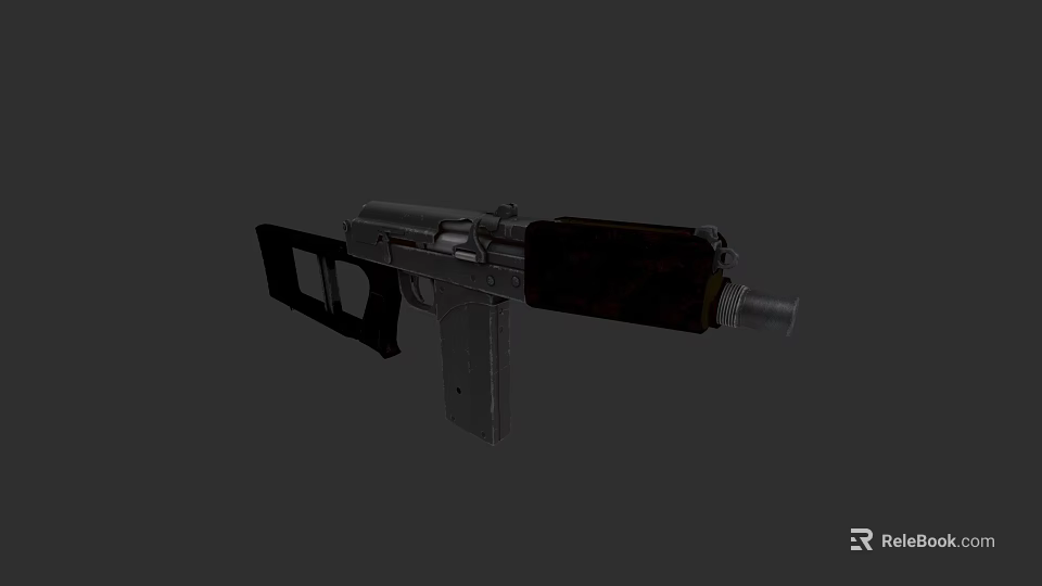 Submachine Gun With Metal Body Wooden Grip And Detachable Magazine Design 3d model 