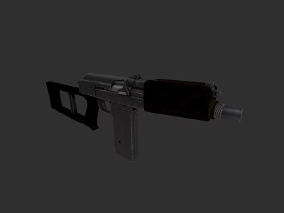 Submachine Gun With Metal Body Wooden Grip And Detachable Magazine Design 3d model