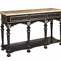 Elegant Black Entryway Console Table Featuring Gold Accents Light Marble Top And Ornate Legs