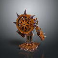 Steampunk Mechanical Weapon With Large Spiked Gear And Metallic Base Intricate Industrial Design Elements