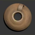 Handmade Terracotta Sculpture Carving With Round Body Textured Surface And Handle