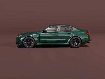 Dark Green Sporty Sedan Car With Sleek Exterior And Black Wheels 3d model