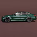 Dark Green Sporty Sedan Car With Sleek Exterior And Black Wheels