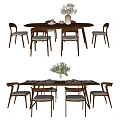 Nordic Dining Table and Chair Combination Dining Table and Chair 3d model