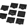 Black Floor Drain Covers With Different Shapes And Grid Patterns For Home Use 3d model
