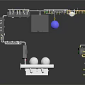 Industrial Equipment Setup With Pipes Valves Blue Tank And Mechanical Components