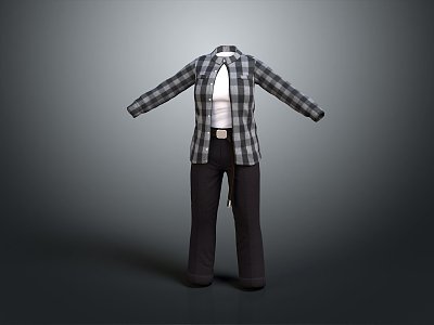 Shirt Long Sleeve Shirt Flower Shirt Plaid Shirt Thin Shirt Spring and Summer Clothing Summer Clothing Spring Clothing 3d model