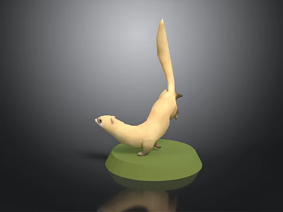 Weasel 3D Model With Long Tail Standing On Green Circular Base 3d model
