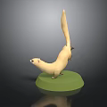 Weasel 3D Model With Long Tail Standing On Green Circular Base